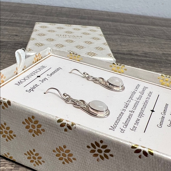 Sterling Silver | Moonstone Drop Earrings - Picture 7 of 8